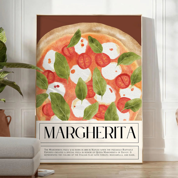 Margherita Pizza Kitchen Wall Print Travel Poster High Quality Frame Premium Print Home Decor Color