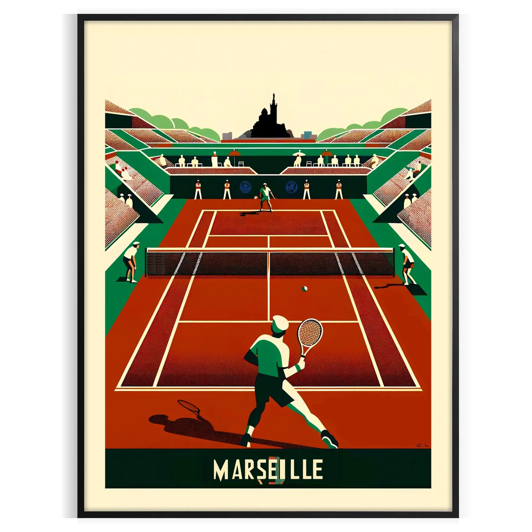 Marseille Tennis Poster Travel Poster High Quality Frame Premium Print Home Decor Color