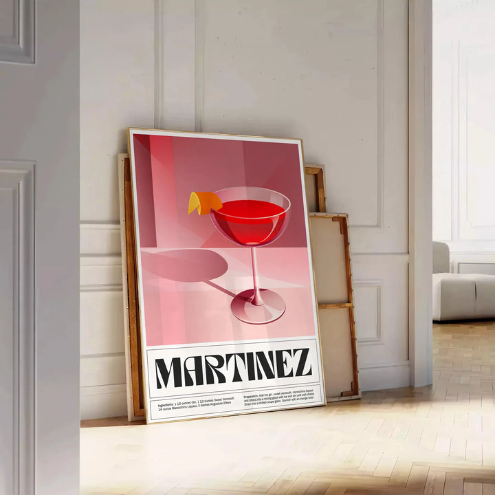 Martinez Cocktail Poster Travel Poster High Quality Frame Premium Print Home Decor Color