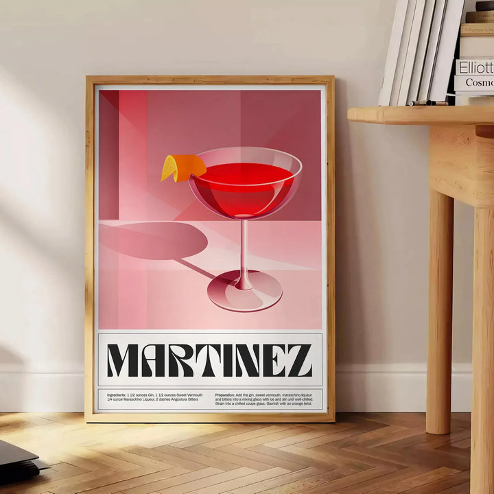 Martinez Cocktail Poster Travel Poster High Quality Frame Premium Print Home Decor Color