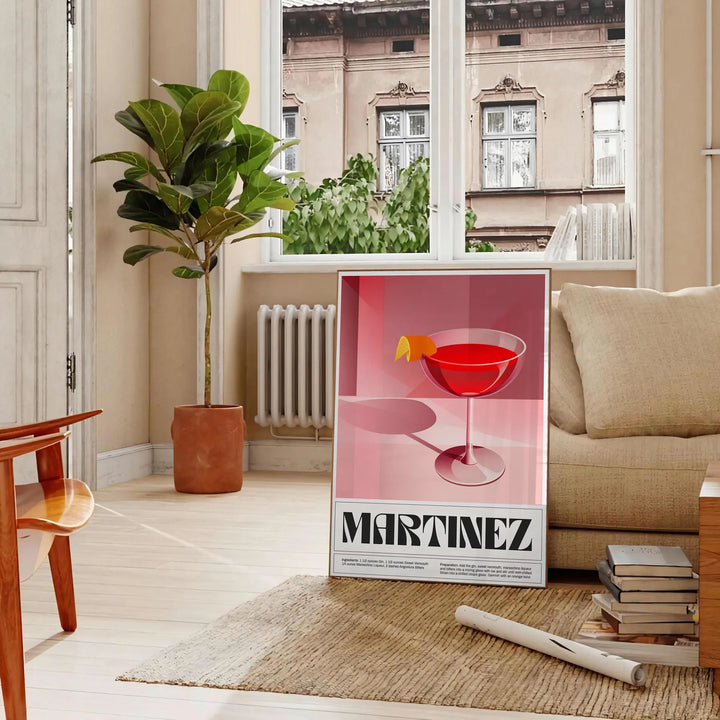 Martinez Cocktail Poster Travel Poster High Quality Frame Premium Print Home Decor Color