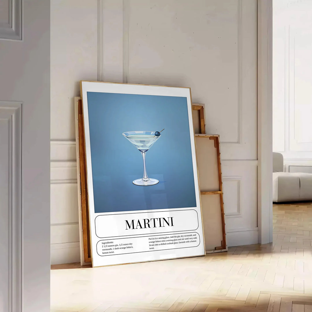 Martini Cocktail Poster Travel Poster High Quality Frame Premium Print Home Decor Color