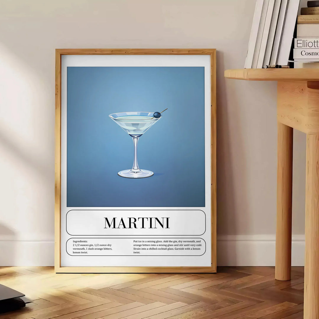 Martini Cocktail Poster Travel Poster High Quality Frame Premium Print Home Decor Color