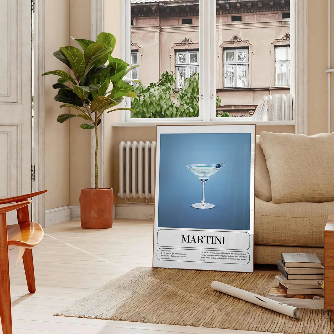 Martini Cocktail Poster Travel Poster High Quality Frame Premium Print Home Decor Color