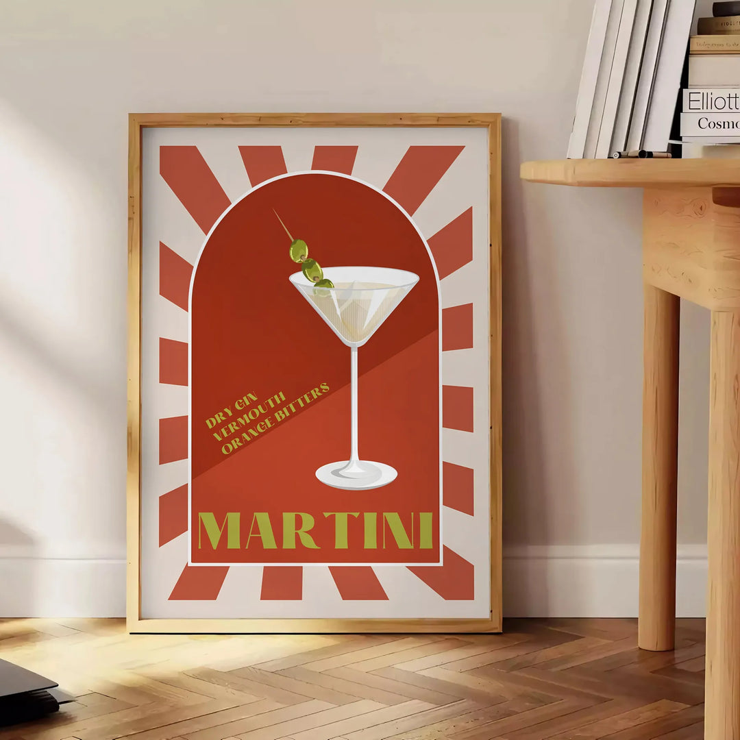 Martini Poster Cocktail Wall Print Travel Poster High Quality Frame Premium Print Home Decor Color