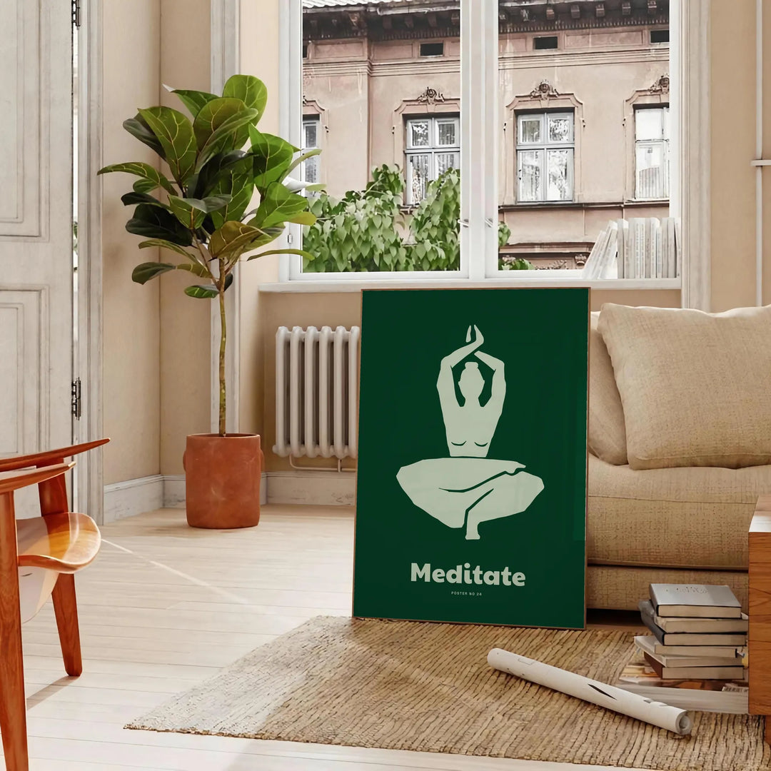 Medidate Yoga Print Travel Poster High Quality Frame Premium Print Home Decor Color