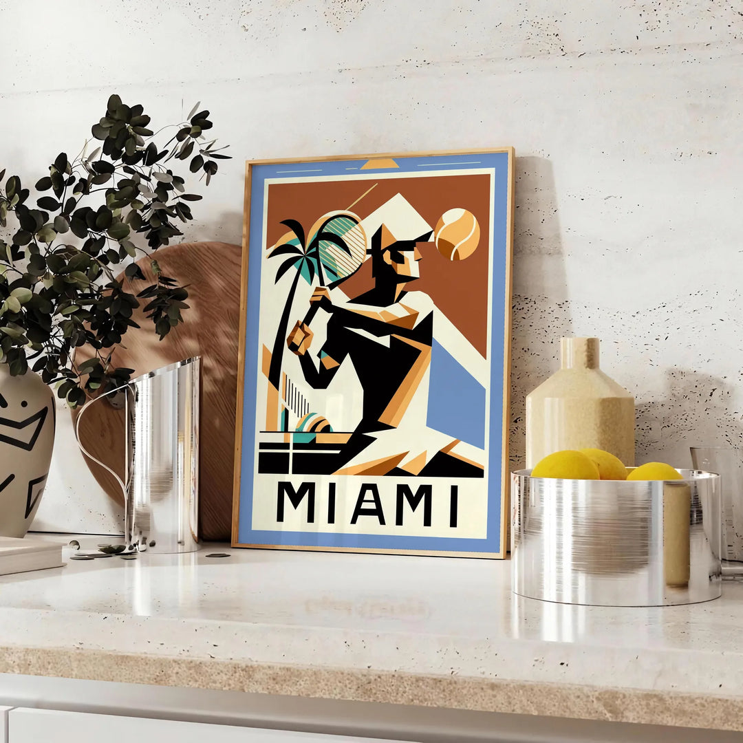 Miami Tennis Poster 5 Travel Poster High Quality Frame Premium Print Home Decor Color