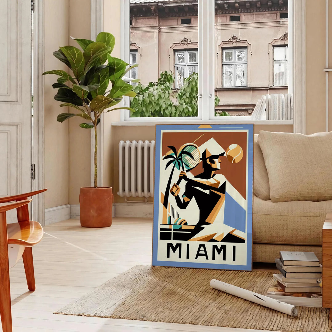 Miami Tennis Poster 5 Travel Poster High Quality Frame Premium Print Home Decor Color