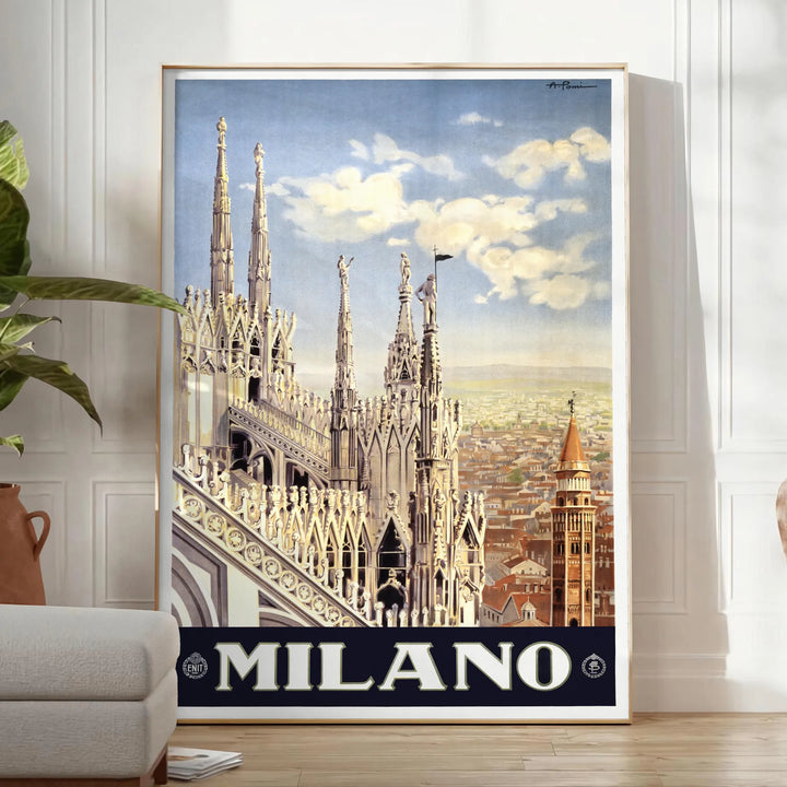 Milano Travel Poster Art Travel Poster High Quality Frame Premium Print Home Decor Color