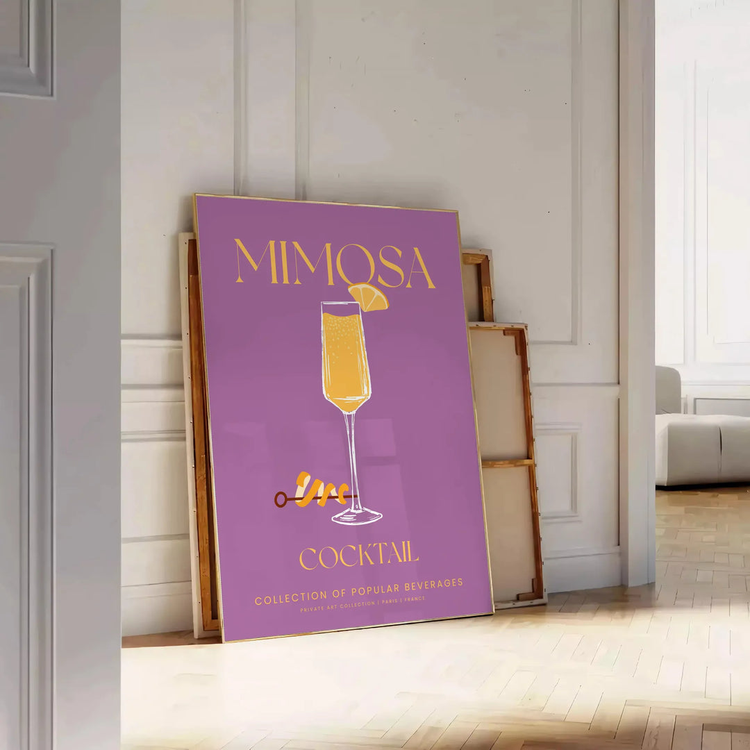 Mimosa Cocktail Poster Travel Poster High Quality Frame Premium Print Home Decor Color