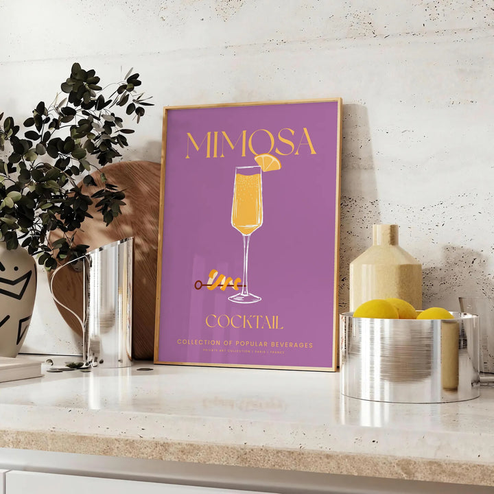 Mimosa Cocktail Poster Travel Poster High Quality Frame Premium Print Home Decor Color