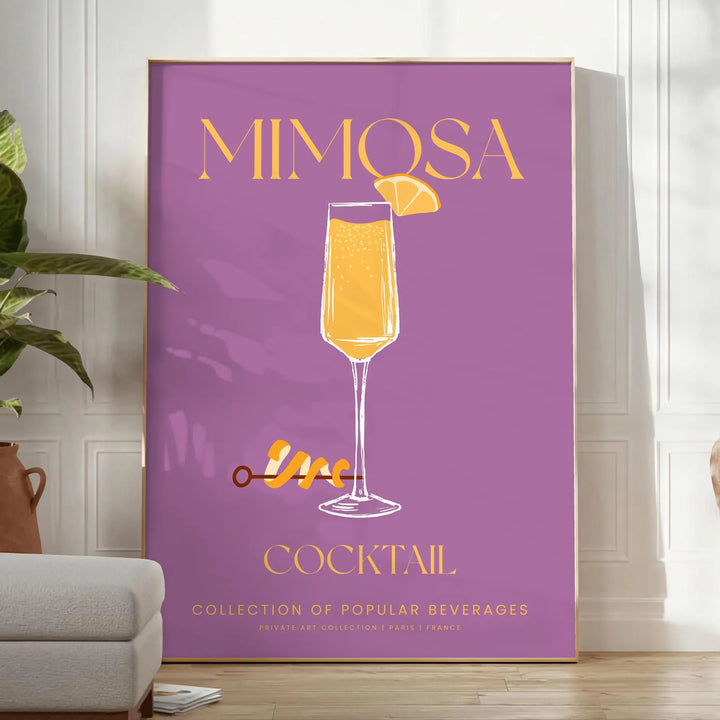 Mimosa Cocktail Poster Travel Poster High Quality Frame Premium Print Home Decor Color