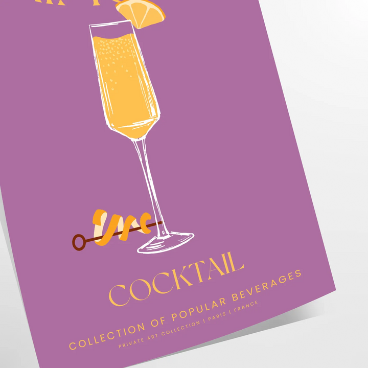 Mimosa Cocktail Poster Travel Poster High Quality Frame Premium Print Home Decor Color