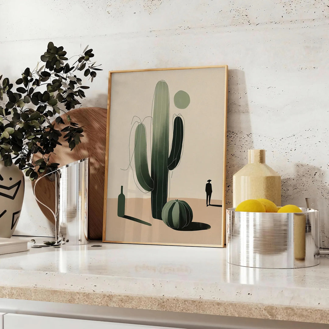 Minimal Botanical Cactus Art Travel Poster High Quality Frame Premium Print Home Decor Color