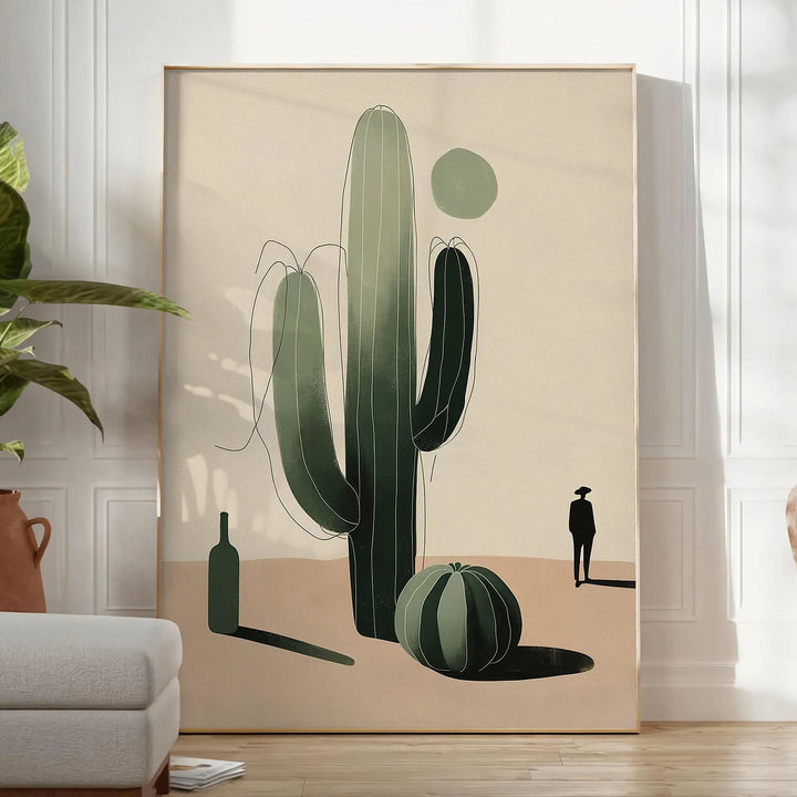 Minimal Botanical Cactus Art Travel Poster High Quality Frame Premium Print Home Decor Color