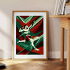 space dynamic MMA fight sport poster black green wall art unique gift captivating print energy passion room sizes A4 cm A0