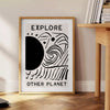 wonder modern art Explore Other Planets poster black white designs wall unforgettable gift artwork space cosmic allure sizes A4 cm A0