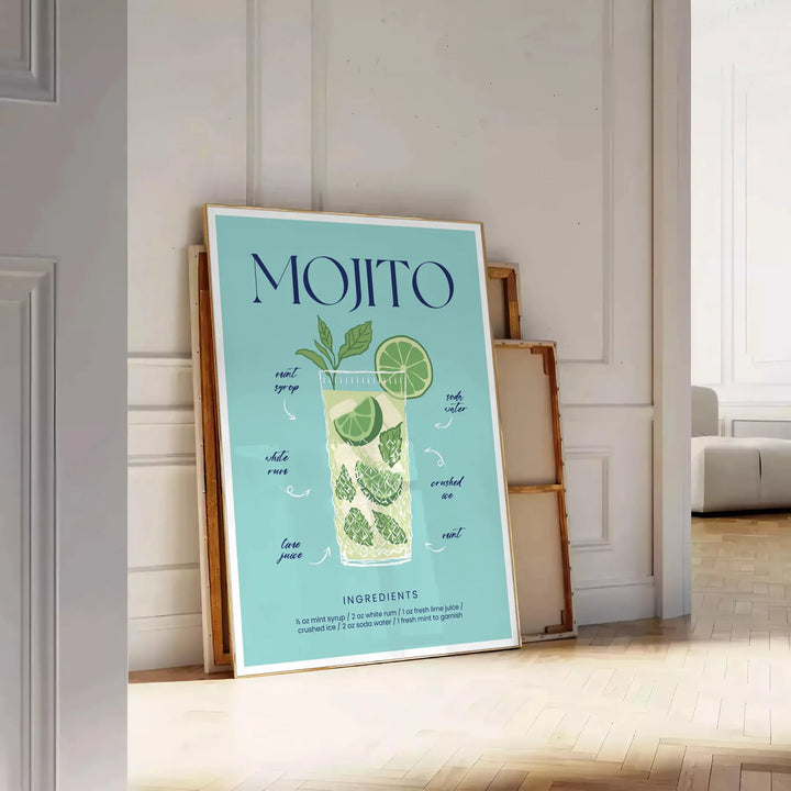 Mojito Cocktail Art Print Travel Poster High Quality Frame Premium Print Home Decor Color