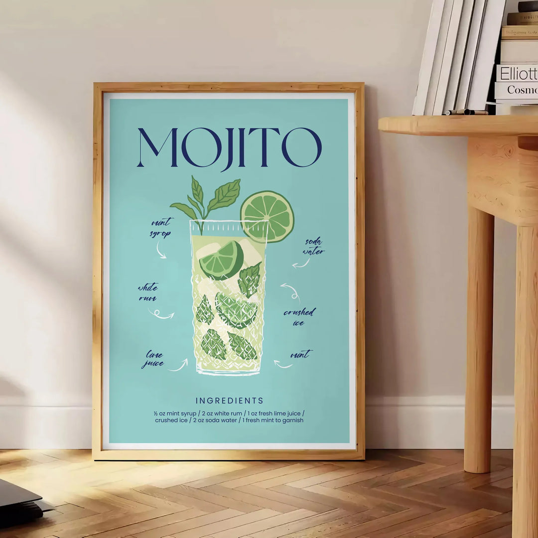 Mojito Cocktail Art Print Travel Poster High Quality Frame Premium Print Home Decor Color