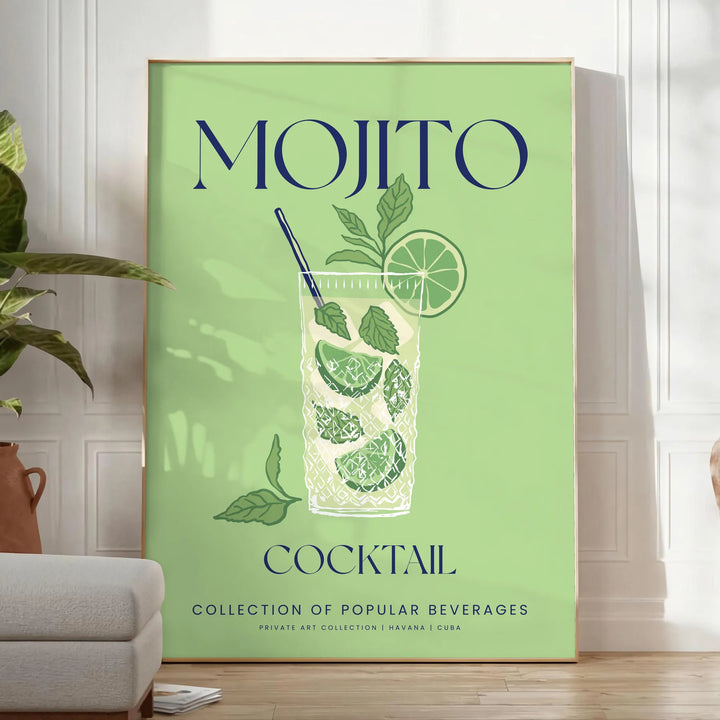 Mojito Cocktail Wall Art Travel Poster High Quality Frame Premium Print Home Decor Color