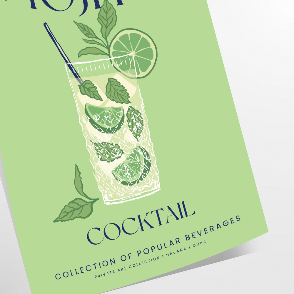 Mojito Cocktail Wall Art Travel Poster High Quality Frame Premium Print Home Decor Color