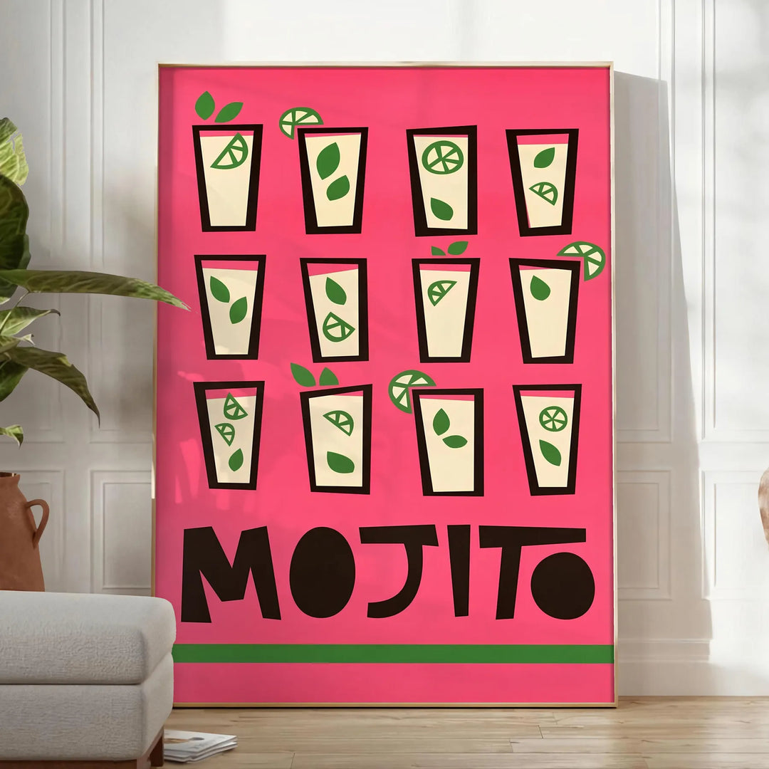 Mojito Cocktail Wall Print Travel Poster High Quality Frame Premium Print Home Decor Color