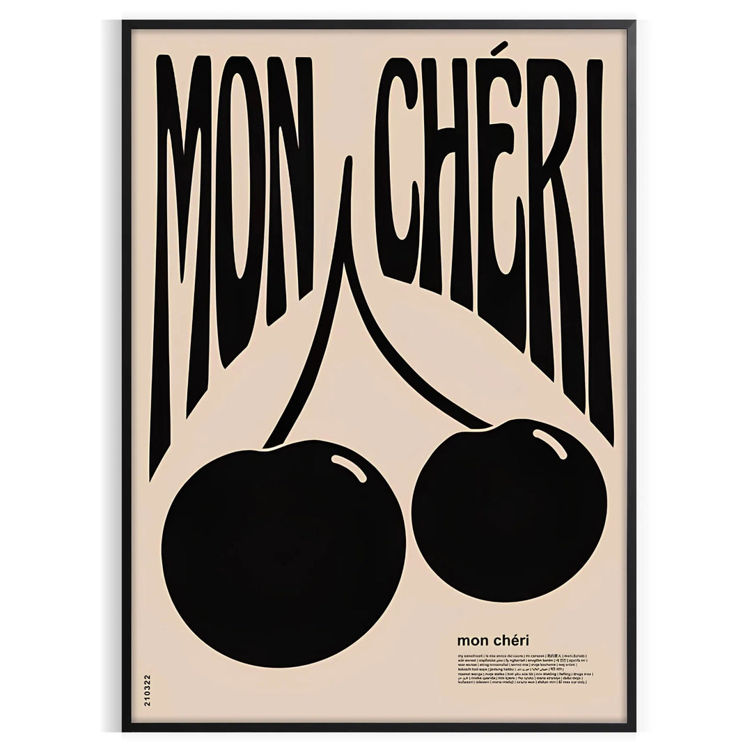 Mon Cheri Cherry Groovy Art Print Travel Poster High Quality Frame Premium Print Home Decor Color