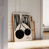 space Mon Cheri Cherry Groovy Art Poster striking piece dynamic black orange hues perfect wall addition unique gift room vivid artwork sizes A4 cm A0