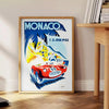 charm French Riviera Monaco Vintage Travel Poster vibrant yellow blue hues eye artwork perfect gift addition wall art collection standalone print space today