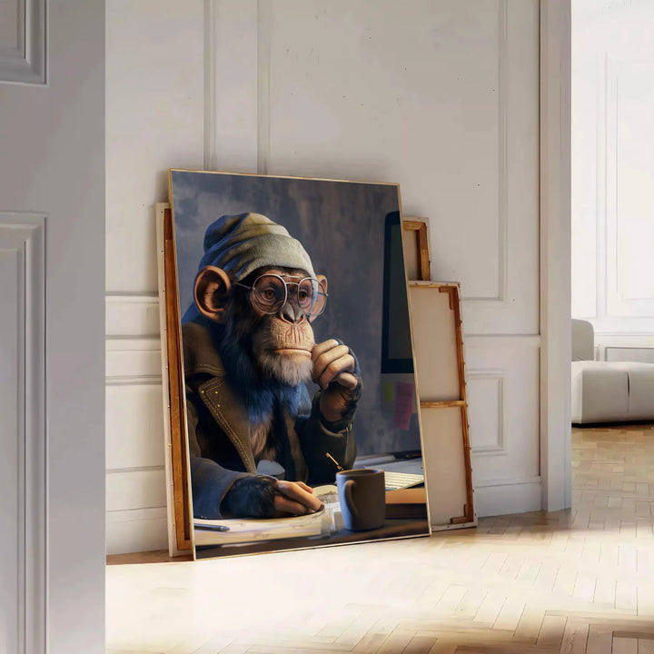 Monkey Hacker Animal Art Print Travel Poster High Quality Frame Premium Print Home Decor Color