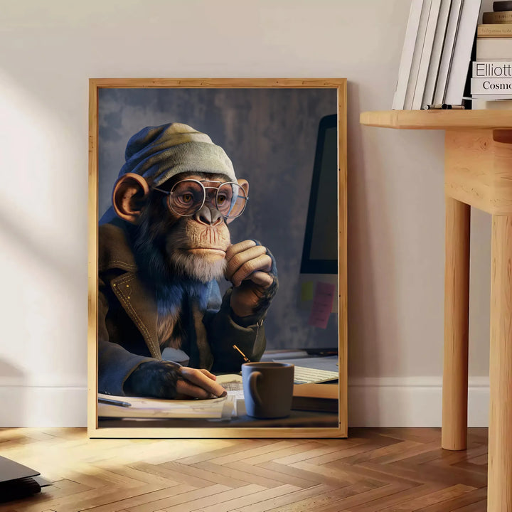 Monkey Hacker Animal Art Print Travel Poster High Quality Frame Premium Print Home Decor Color