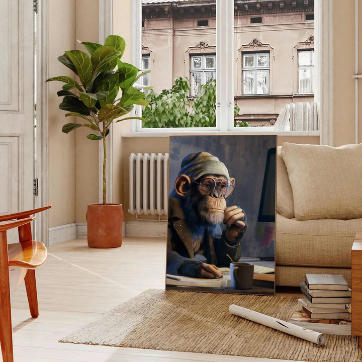 Monkey Hacker Animal Art Print Travel Poster High Quality Frame Premium Print Home Decor Color