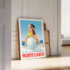charm Monte Carlo vibrant vintage travel poster stunning hues yellow blue flair space unique gift walls artwork
