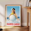 charm Monte Carlo vibrant vintage travel poster stunning hues yellow blue flair space unique gift walls artwork