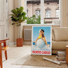 charm Monte Carlo vibrant vintage travel poster stunning hues yellow blue flair space unique gift walls artwork