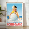charm Monte Carlo vibrant vintage travel poster stunning hues yellow blue flair space unique gift walls artwork