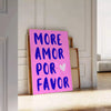 space Más Amor Por Favor motivational poster inspiring wall art piece blue purple tones thoughtful gift print various sizes A4 cm A0 room ambiance today