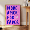 space Más Amor Por Favor motivational poster inspiring wall art piece blue purple tones thoughtful gift print various sizes A4 cm A0 room ambiance today