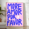 touch elegance space More Amor Por Favor poster trendy blue purple wall art heartfelt gift stylish artwork room decor A4 cm A0