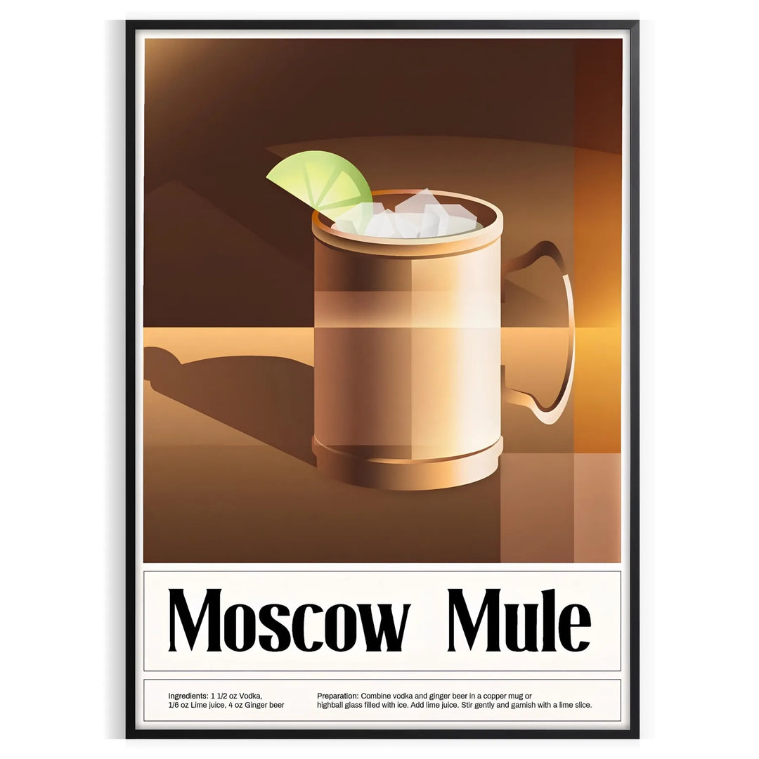 Moscow Mule Cocktail Wall Art Travel Poster High Quality Frame Premium Print Home Decor Color