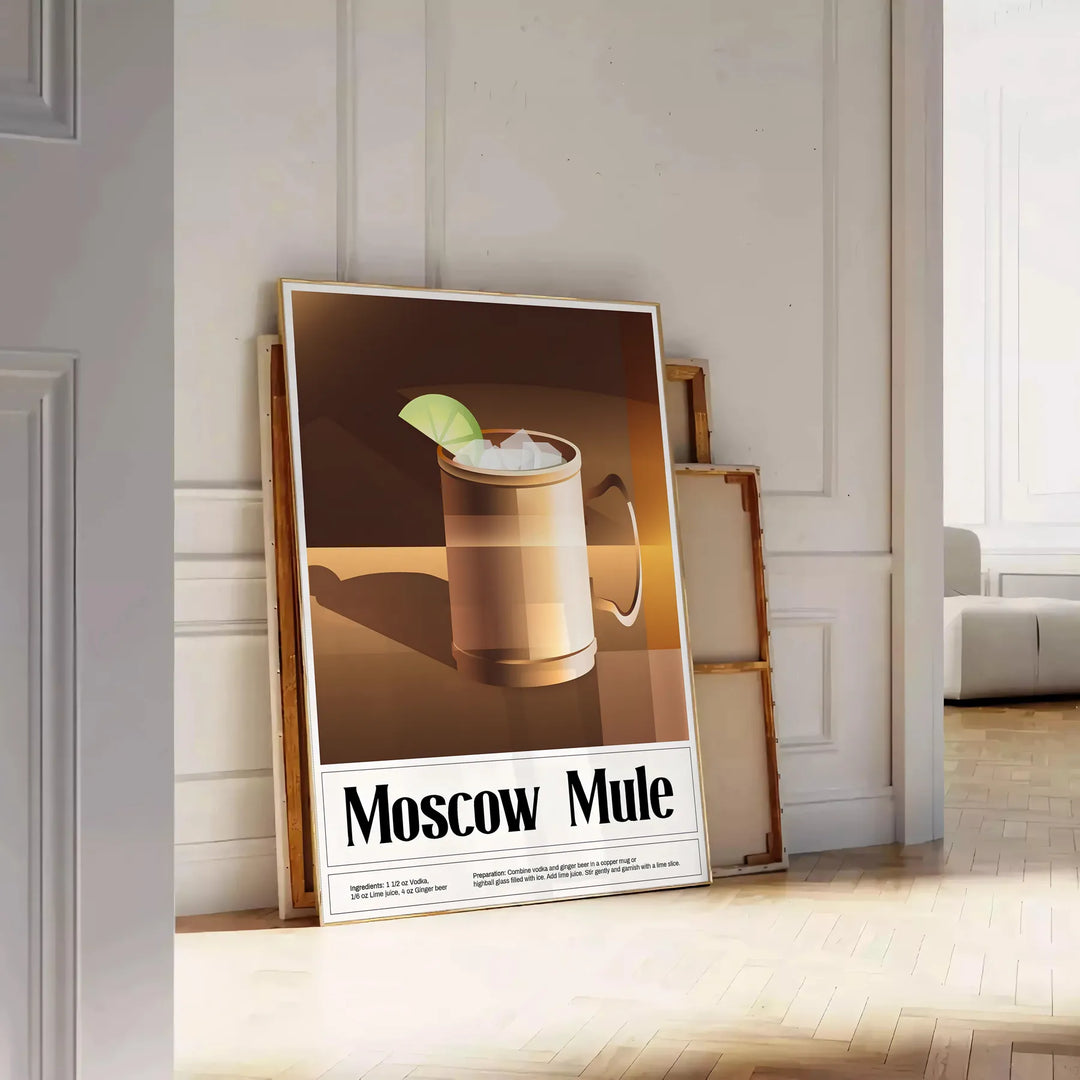 Moscow Mule Cocktail Wall Art Travel Poster High Quality Frame Premium Print Home Decor Color