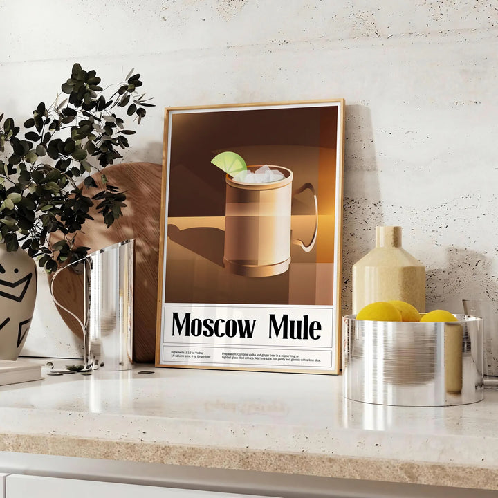 Moscow Mule Cocktail Wall Art Travel Poster High Quality Frame Premium Print Home Decor Color