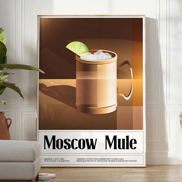 Moscow Mule Cocktail Wall Art Travel Poster High Quality Frame Premium Print Home Decor Color