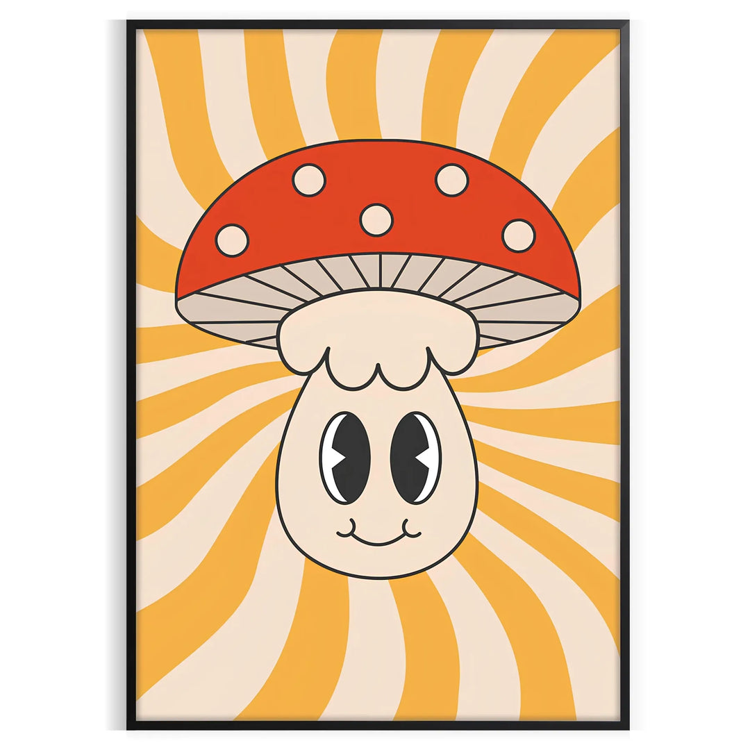 Mushroom Groovy Poster Travel Poster High Quality Frame Premium Print Home Decor Color