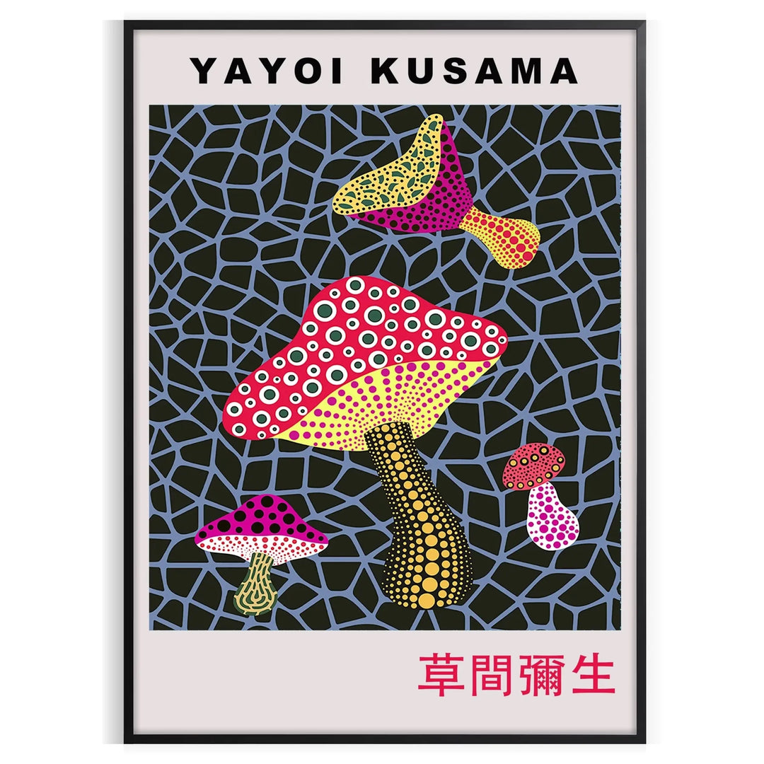 Mushroom Yayoi Kusama Poster Travel Poster High Quality Frame Premium Print Home Decor Color