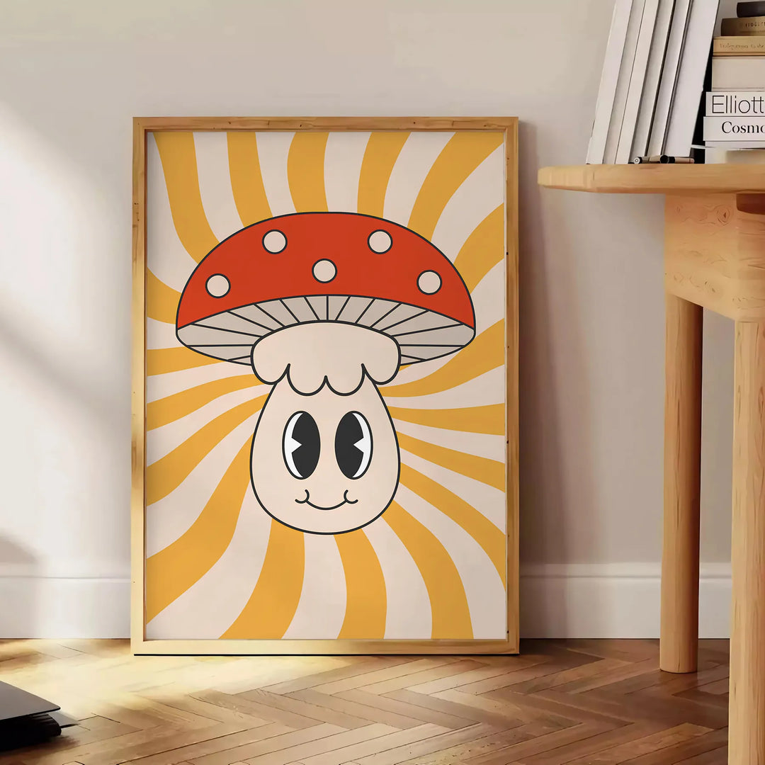 Mushroom Groovy Poster Travel Poster High Quality Frame Premium Print Home Decor Color