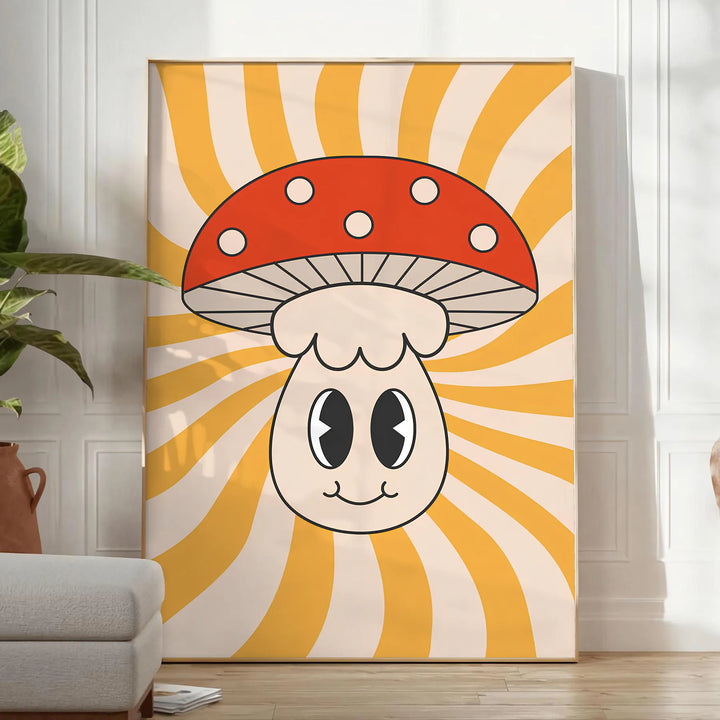 Mushroom Groovy Poster Travel Poster High Quality Frame Premium Print Home Decor Color