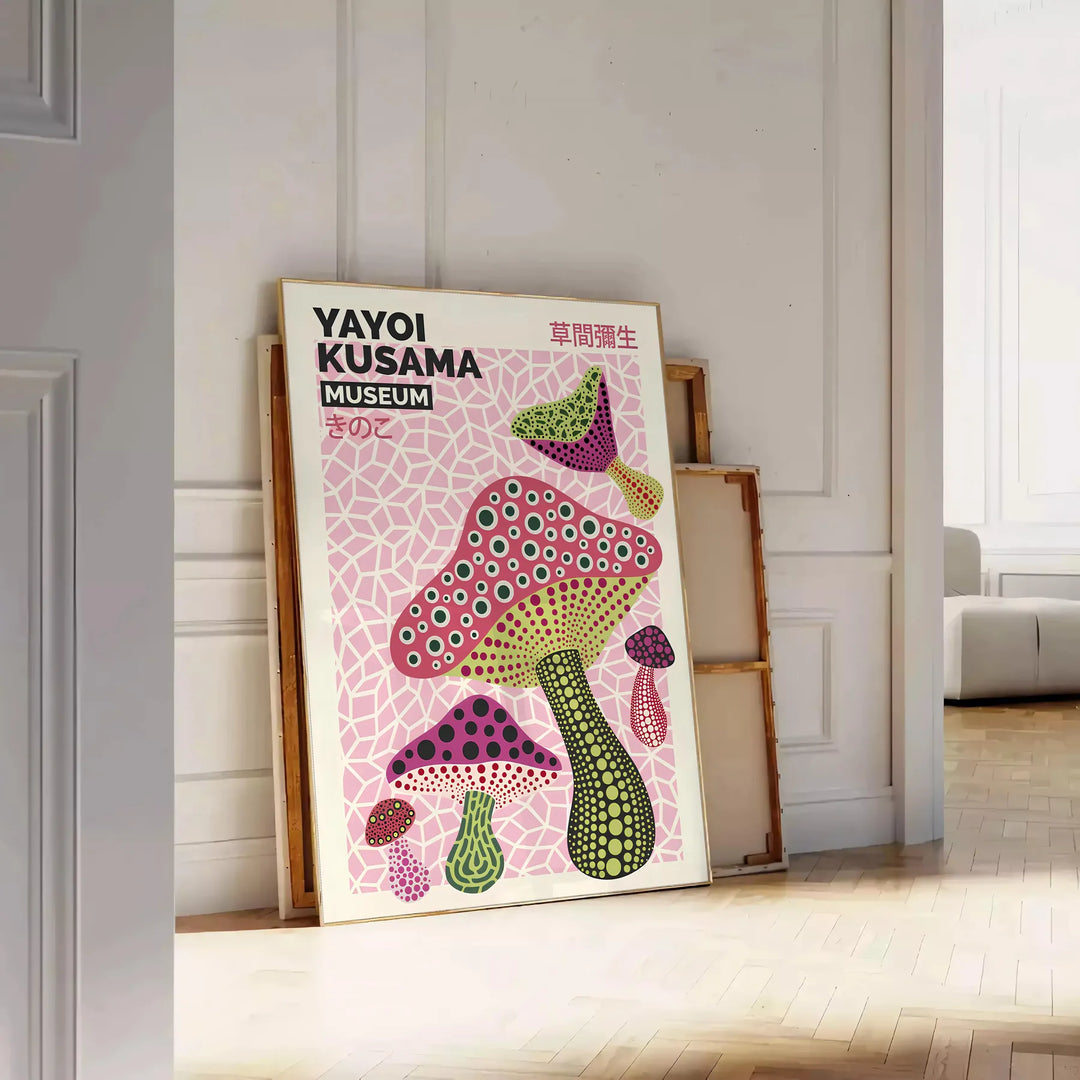 Mushroom Yayoi Kusama Art Print Travel Poster High Quality Frame Premium Print Home Decor Color