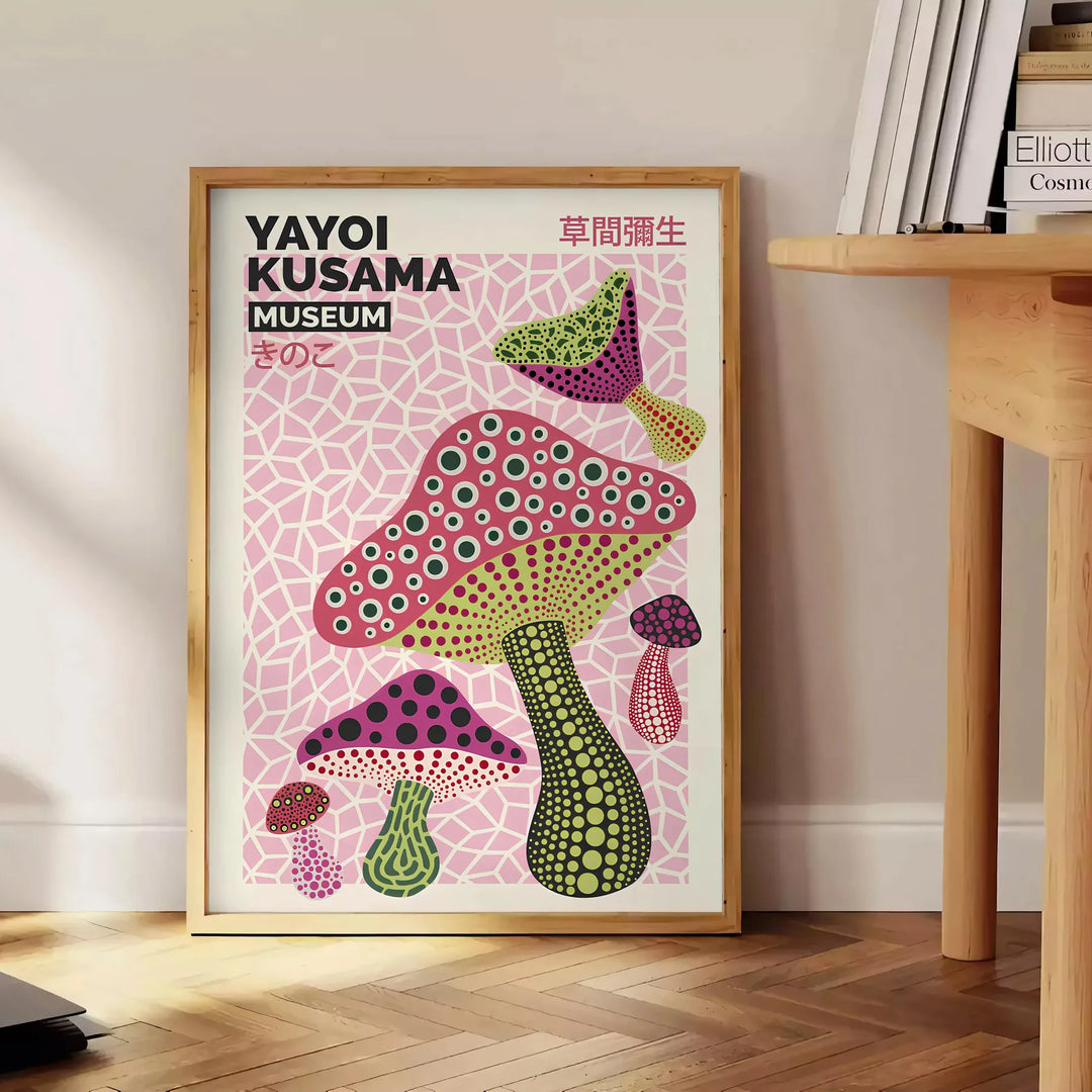 Mushroom Yayoi Kusama Art Print Travel Poster High Quality Frame Premium Print Home Decor Color