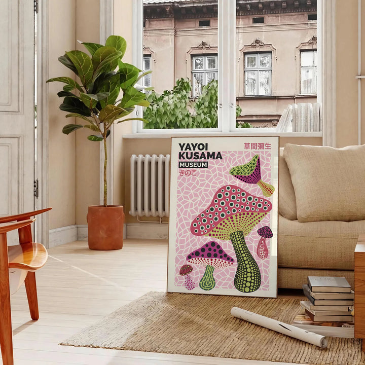 Mushroom Yayoi Kusama Art Print Travel Poster High Quality Frame Premium Print Home Decor Color